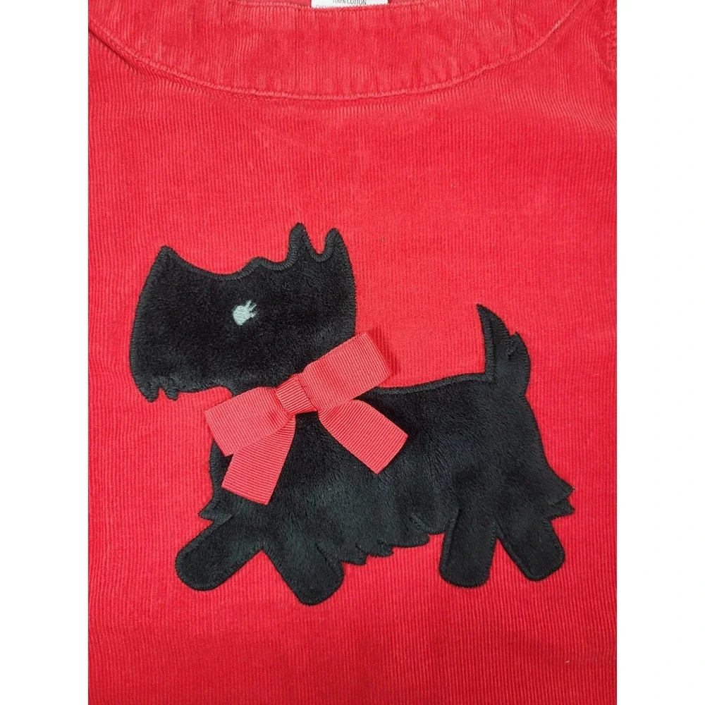 Gymboree Red Thin Wale Corduroy Jumper Applique Scottie Dog Size 5 School Church